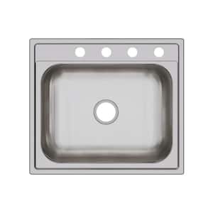 Dayton 25in. Drop-in 1 Bowl 20 Gauge Premium Highlighted Satin Stainless Steel Sink Only and No Accessories