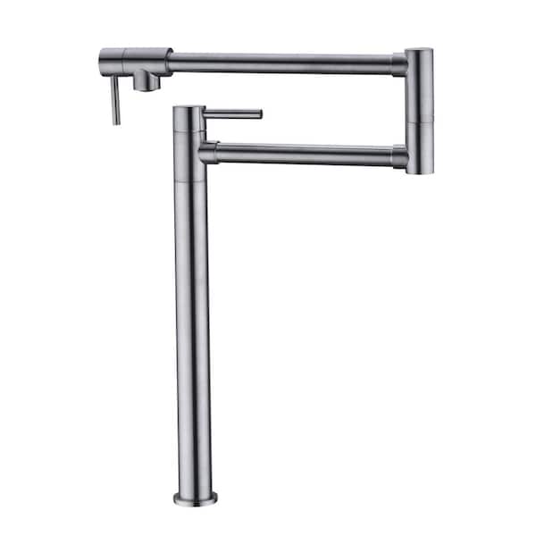 Lukvuzo Dual Joint Double Handle Freestanding Standard Kitchen Faucet in Brushed Nickel