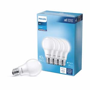 40-Watt Equivalent A19 Non-Dimmable E26 LED Light Bulb With EyeComfort Technology Daylight 5000K (4-Pack)