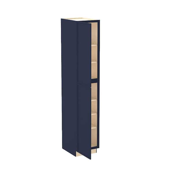 Franklin 18 in. W x 24 in. D x 96 in. H Assembled Plywood Pantry Kitchen Cabinet in Vessel Blue with Soft Close LH