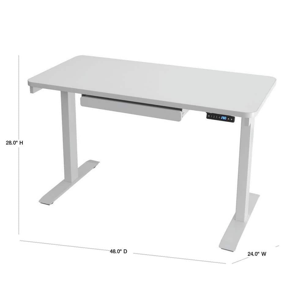 Sculpted White Electric Adjustable Desk with USB Port, 24"x48"