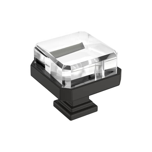 Glacio 1-3/8 in. (35mm) Length Clear/Black Bronze Square Cabinet Knob