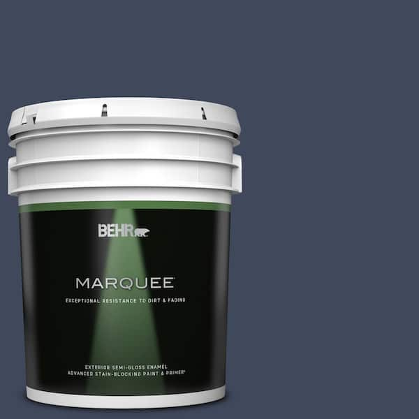 BEHR MARQUEE 5 gal. #S530-7 Dark Navy Semi-Gloss Enamel Exterior Paint & Primer