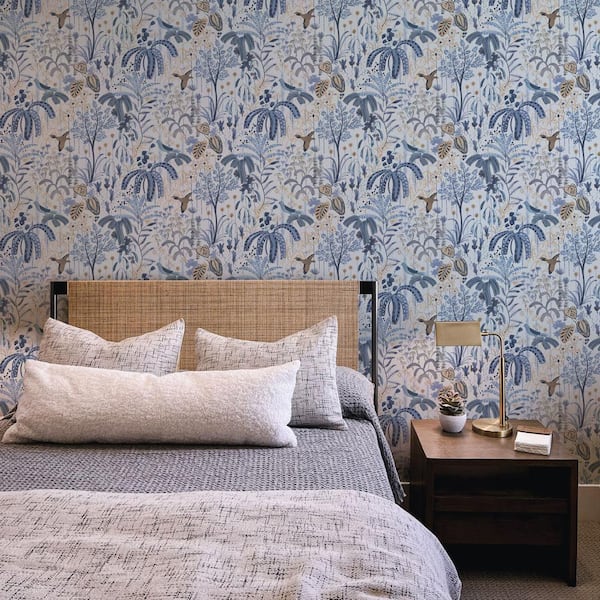 Oriental Touch Designer White  Blue Premium Quality Wallpaper  WallMantra