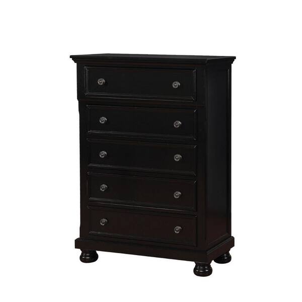 Benjara 17.875 in. Black 5-Drawer Chest of Drawers