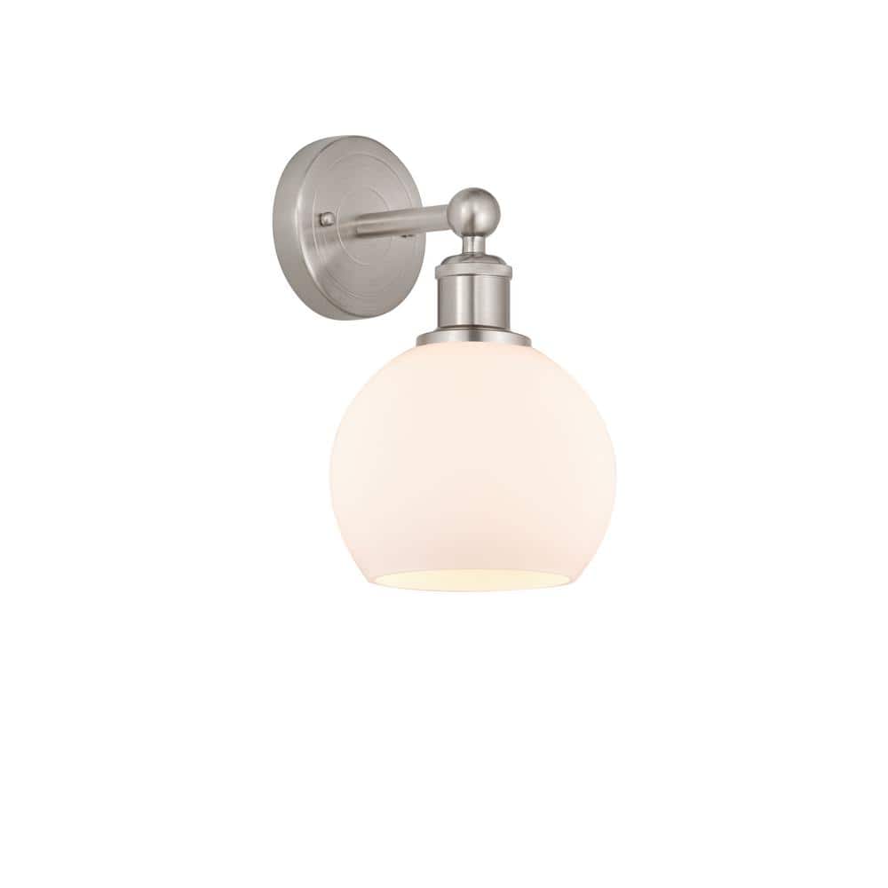 Athens 1-Light Brushed Satin Nickel, Matte White Wall Sconce with White Glass Shade price history on PriceWatchPro