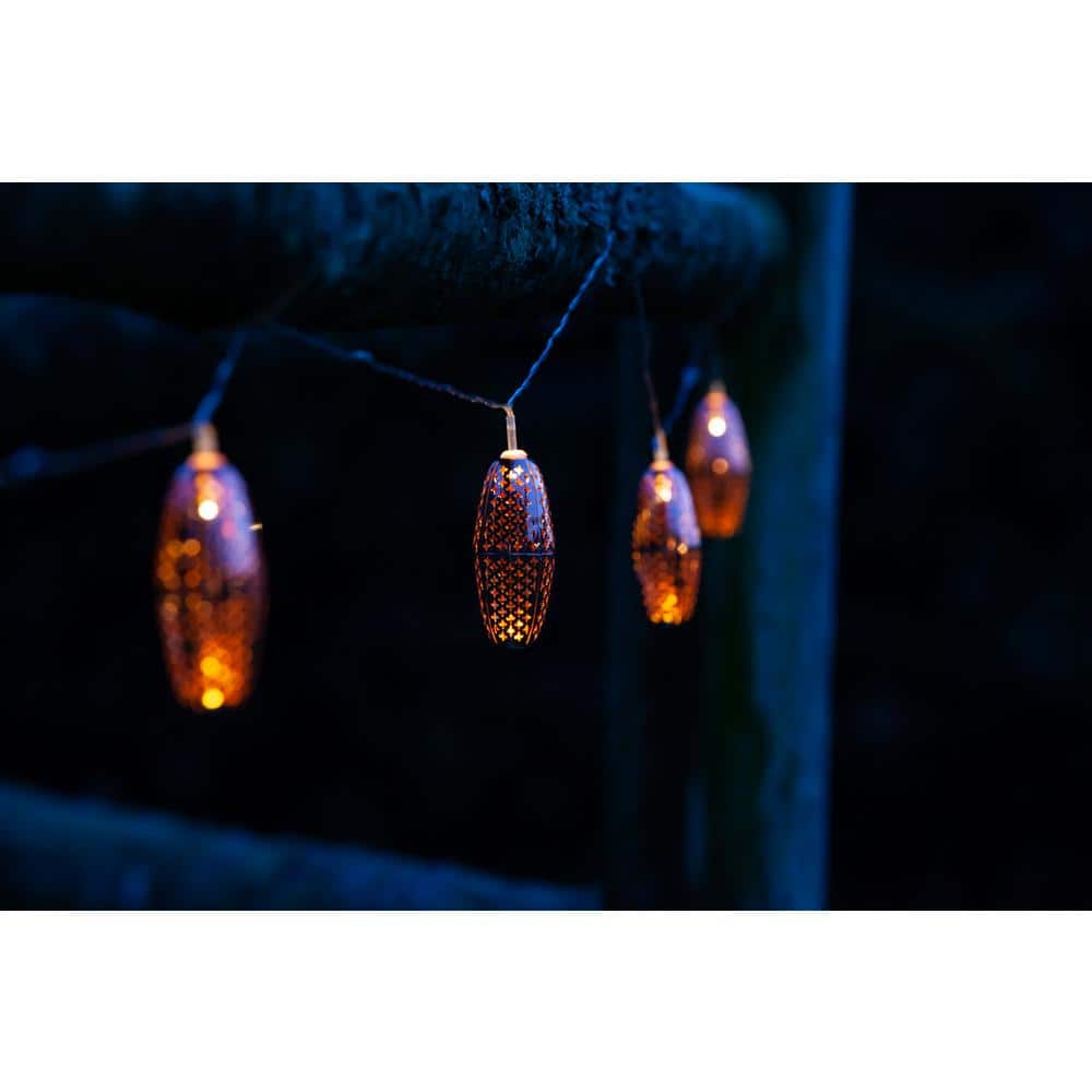 Marrakesh Star 15ft Copper Solar Globe String Lights with Warm White LED