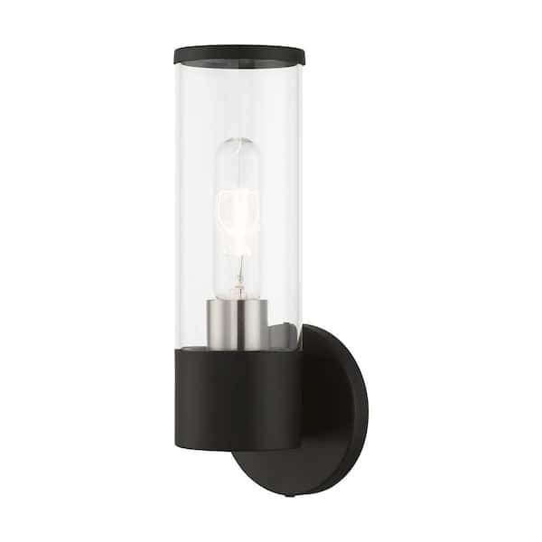 AVIANCE LIGHTING Prestwick 4.25 in. 1-Light Black ADA Wall Sconce with Clear Glass
