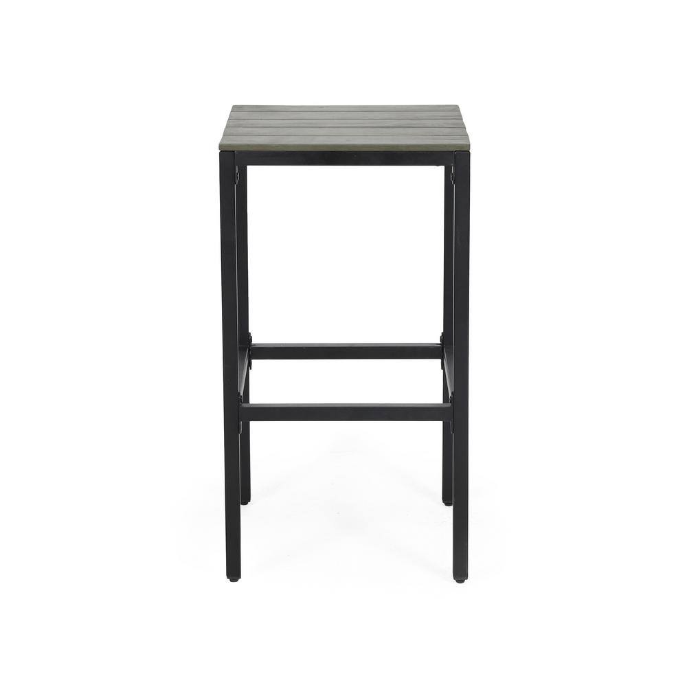 Gray and Black Iron Outdoor Bar Stools, 30" Set of 2