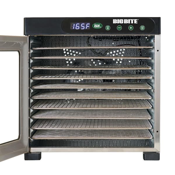 LEM BigBite 10-Tray Stainless Steel Food Dehydrator with Temperature Control