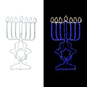 42 in. Hanukkah Menorah Decoration with Blue and White LED Lights