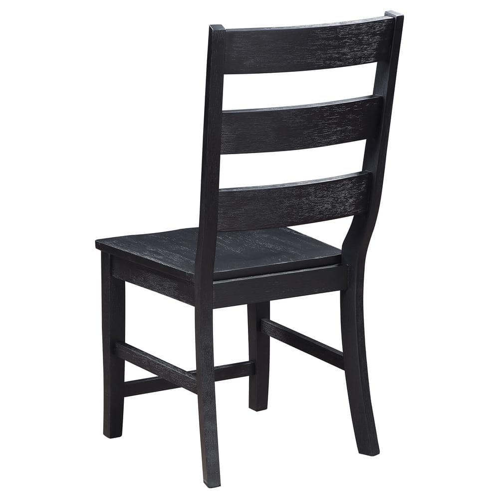 Black High Ladderback Rustic Wood Side Chair Set