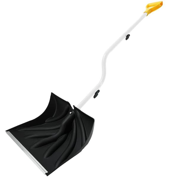 17in Ergonomic Z-Shape Handle Aluminum Snow Shovel with Reinforced Carbon Steel for Heavy Duty Snow Removal