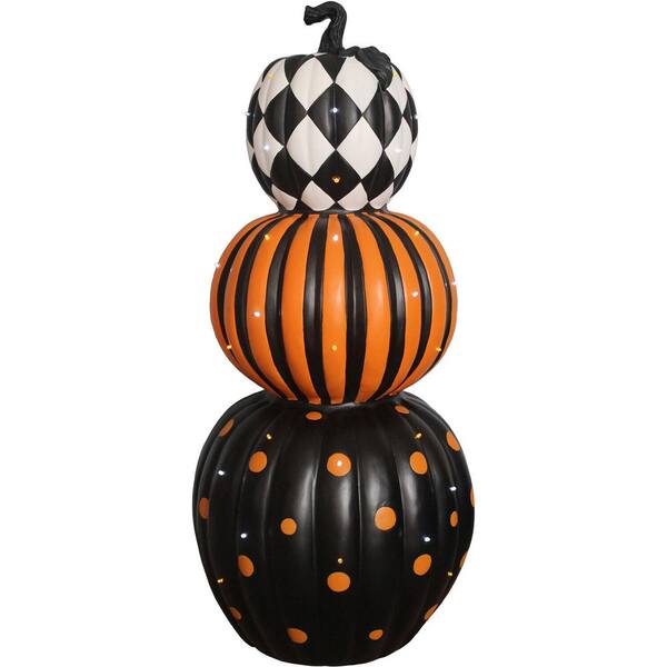 Haunted Hill Farm 36 in. Halloween Pre-Lit Stacked Pumpkin Trio, Yard Decoration