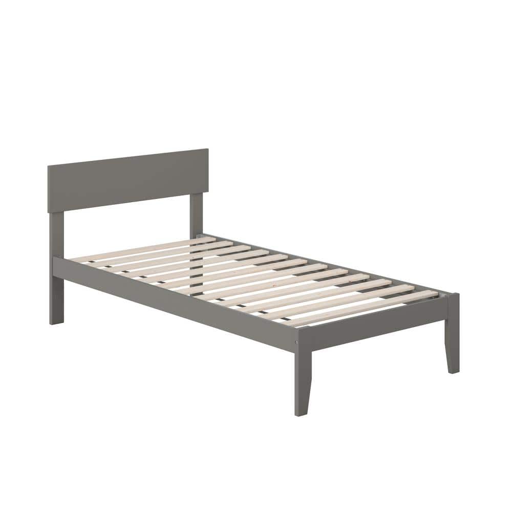 Twin Gray Solid Wood Panel Headboard Bed Frame