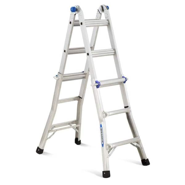 WERNER 13 ft. Aluminum Telescoping Multi-Position Ladder with 225 lb. Load Capacity Type II Duty Rating