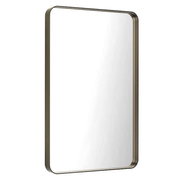 22 in. W x 30 in. H Rectangular Framed French Cleat Wall Mounted Tempered Glass Bathroom Vanity Mirror in Brushed Bronze