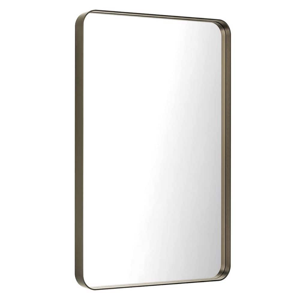 32 in. W x 36 in. H Rectangular Framed French Cleat Wall Mounted Tempered Glass Bathroom Vanity Mirror in Brushed Bronze price history on PriceWatchPro