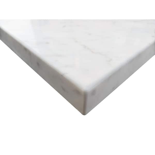 61 in. W x 22 in. D x 1 in. H Bianco Carrara White Marble Double Basin Vanity Top with White Basins