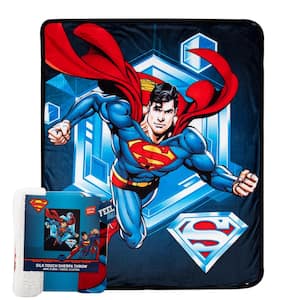 Superman To The Rescue Multi-Colored Silk Touch Sherpa Multi-Colored Throw Blanket