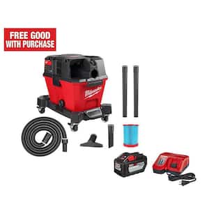 M18 FUEL 6 Gal. Cordless Wet/Dry Shop Vacuum W/Filter, Hose, Accessories and M18 12.0 Ah Battery and Rapid Charger Kit