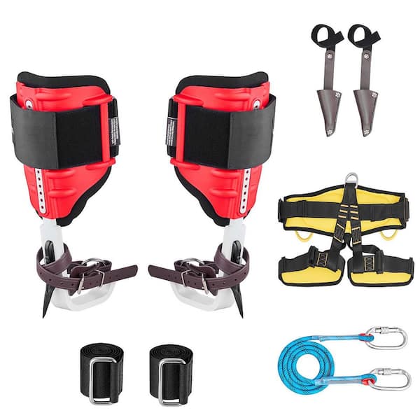 Tree Climbing Spikes Set, Adjustable Aluminum Spurs with Straps & Protectors, 350 lbs. Load for Fruit Picking & Hunting