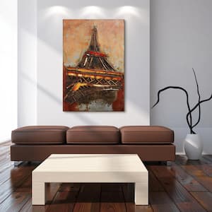 48 in. x 32 in. "Eiffel Tower 1" Mixed Media Iron Hand Painted Dimensional Wall Art