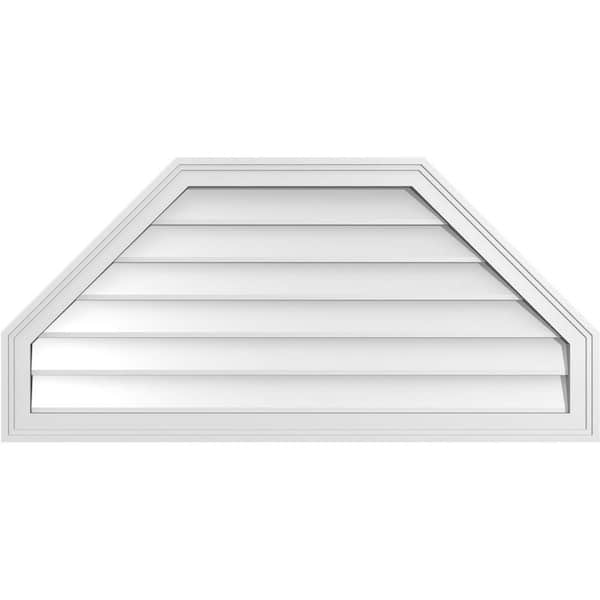 Ekena Millwork 42 in. x 20 in. Octagonal Top Surface Mount PVC Gable Vent: Decorative with Brickmould Frame