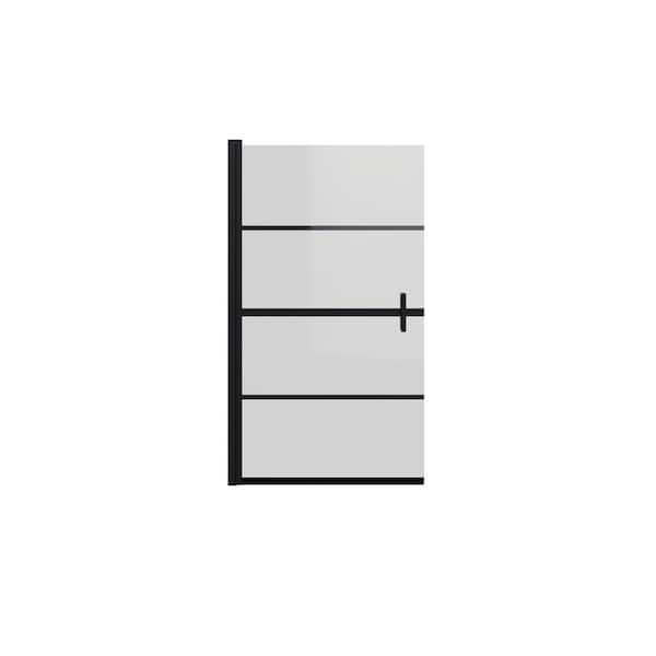 Vitrina 32 in. W x 55 in. H Pivot Tub Door Shower Screen Door in Matte Black with Clear Tempered Glass