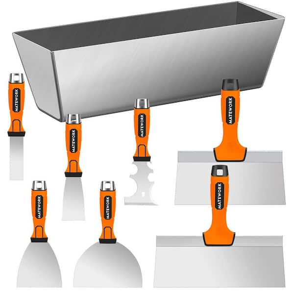Different Size Stainless steel Drywall Knife Set for Drywall Work, Home Decoration, DIY and Repair Projects (8-Pack)