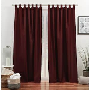 Loha Tuxedo Radiant Red Solid Light Filtering Tuxedo Tab Top Curtain, 54 in. W x 84 in. L (Set of 2)
