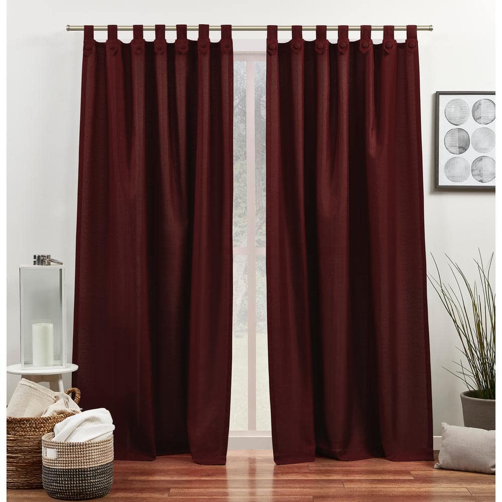 EXCLUSIVE HOME Loha Tuxedo Radiant Red Solid Light Filtering Tuxedo Tab Top Curtain, 54 in. W x 108 in. L (Set of 2)