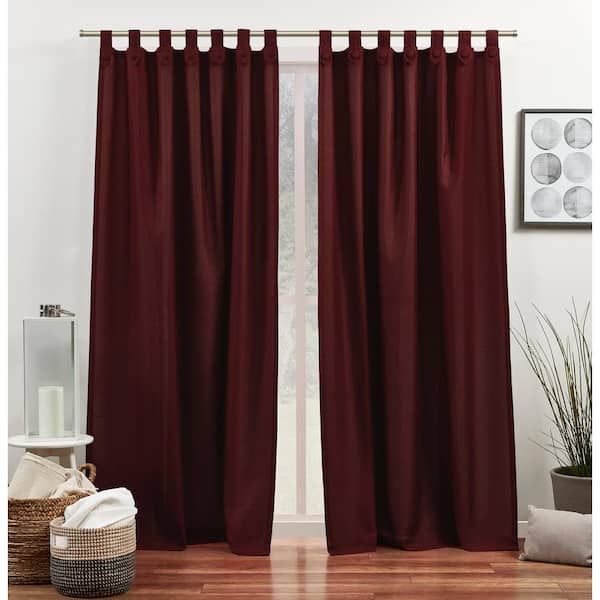 EXCLUSIVE HOME Loha Tuxedo Radiant Red Solid Light Filtering Tuxedo Tab Top Curtain, 54 in. W x 108 in. L (Set of 2)