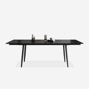 62.9'' to 94.4'' Black Stone Extendable Dining Table