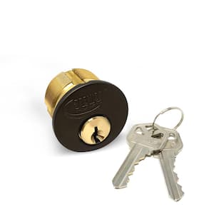 1 in. Solid Brass Mortise Cylinder with Matte Black Finish, KW1 (Pack of 4, Keyed Alike)