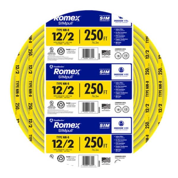250 ft. 12/2 Solid Romex SIMpull CU NM-B W/G Wire