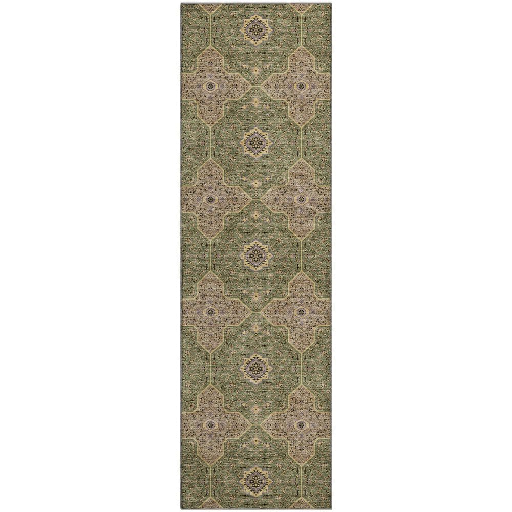 Mayfield Premium Machine Washable Abstract AMF2410 Olive 2 ft. x 7 ft. Runner Rug price history on PriceWatchPro