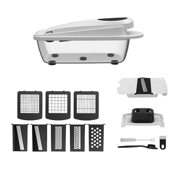 8 Blade Vegetable Chopper and Mandoline Slicer, White Multi-Function Food Cutter with Container for Kitchen Use