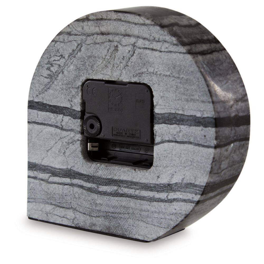 Black Marble Contemporary Table Clock Set with Gold Accents