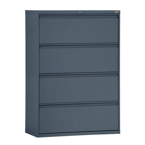 Sandusky 800 Series 30 in. W 4-Drawer Full Pull Lateral File Cabinet in Charcoal
