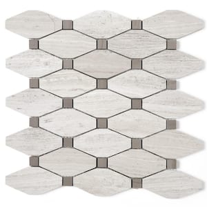 Wooden Beige 11.82 in. x 13.39 in. Hexagon Polished Marble Mosaic Tile (11 sq. ft./Case)