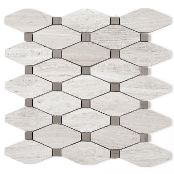 MOLOVO Wooden Beige 11.82 in. x 13.39 in. Hexagon Polished Marble Mosaic Tile (11 sq. ft./Case)