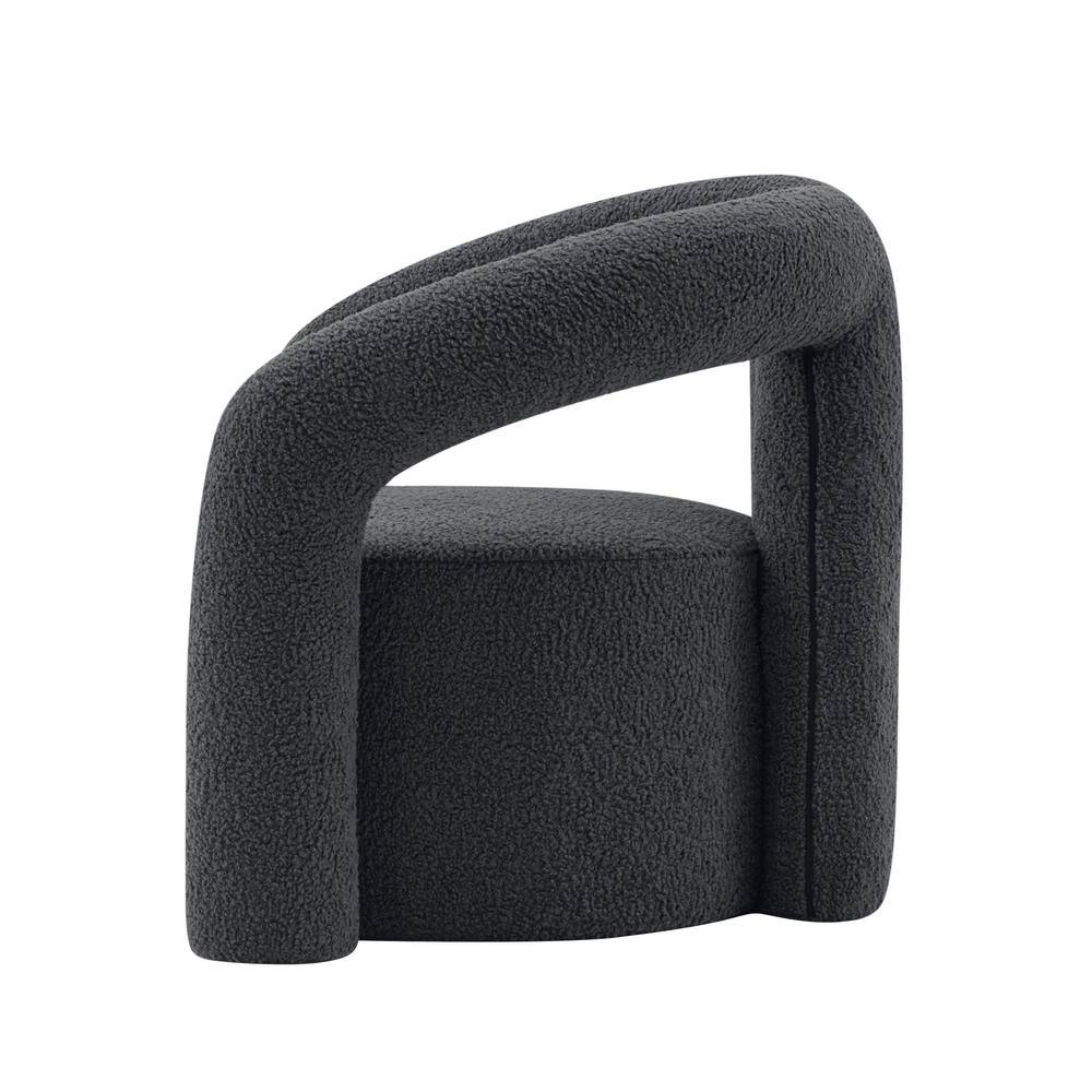 Darian Black Boucle Upholstered Accent Chair with Pine Wood Frame