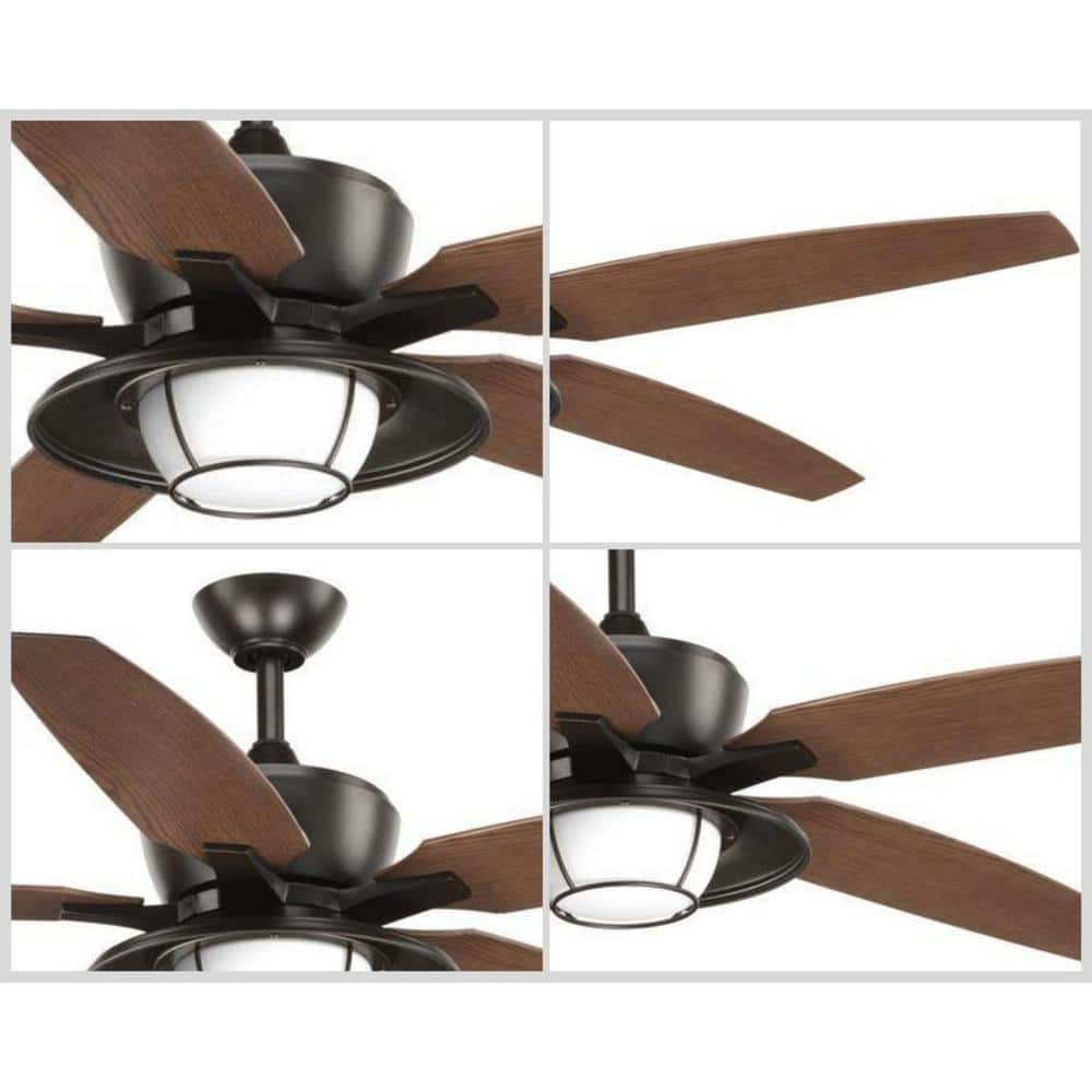 Montague 60-Inch Antique Bronze Ceiling Fan with Walnut Blades and LED Light