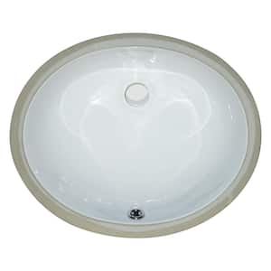 17 in. Undermount Oval Porcelain Bathroom Standard Vessel Sink in White