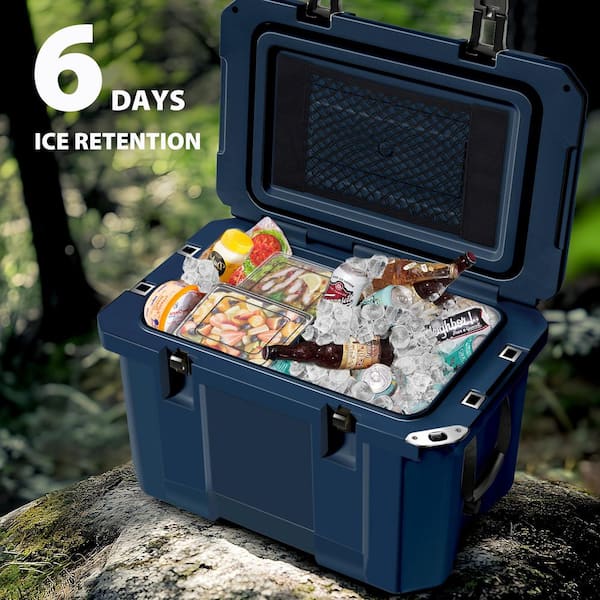 futhork Navy Blue 60 qt. Portable Chest Cooler with Cup Holders