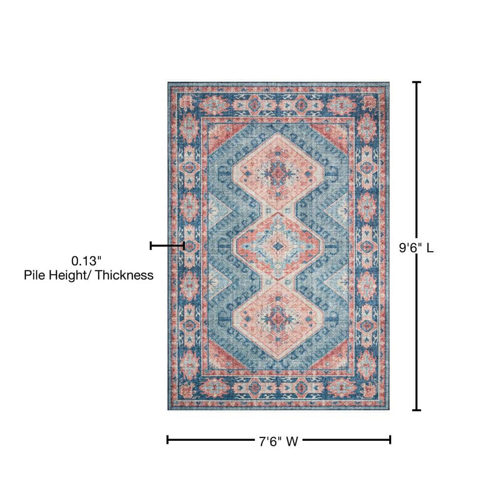 Turquoise and Terracotta Reversible Oriental Wool Area Rug