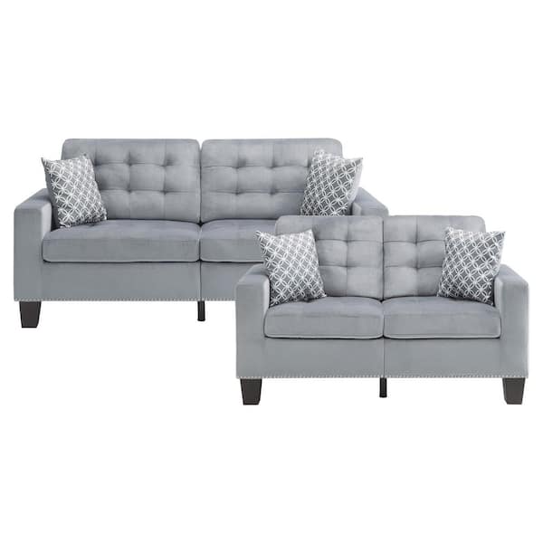 EVERGLADE HOME Boykin 147.25 in. W Square Arm Microfiber Rectangle Sofa in Gray