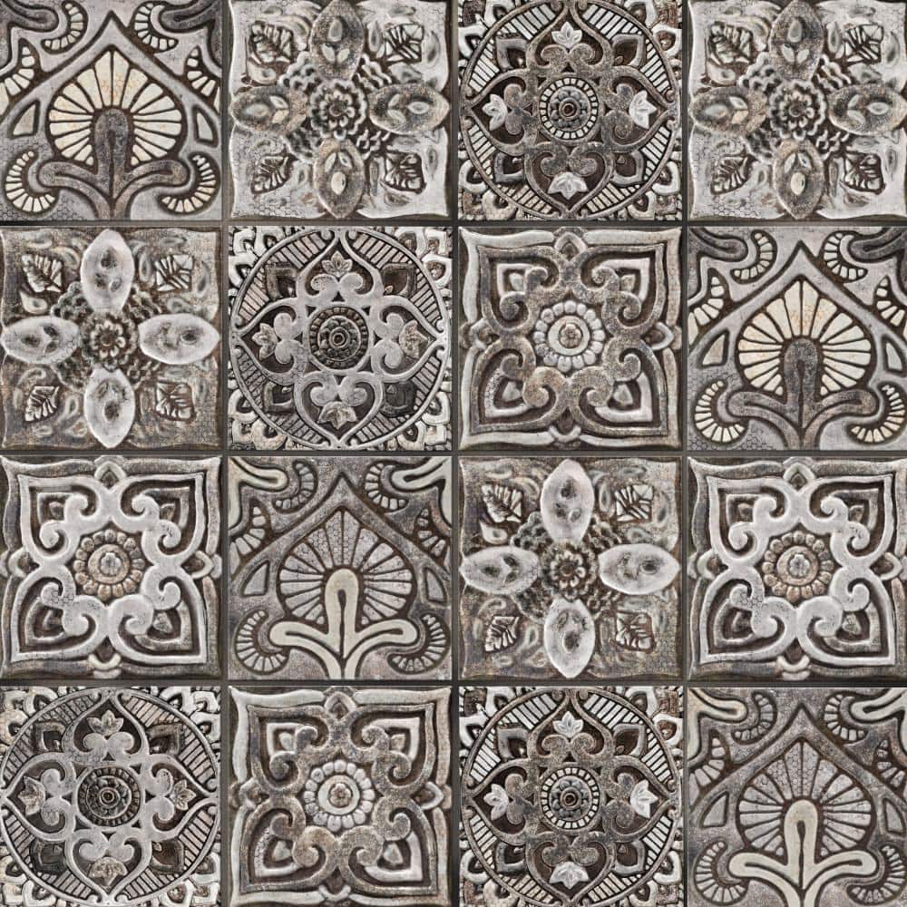 Merola Tile Mandala Decor Mix Mystikos 7-7/8 in. x 7-7/8 in