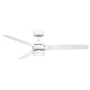 Amped 52 in. LED Indoor Matte White Ceiling Fan with Matte White Blades and Light Kit